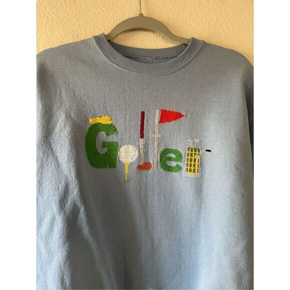 Vintage‎ cross stitch golfer golf sweatshirt large - Picture 3 of 5